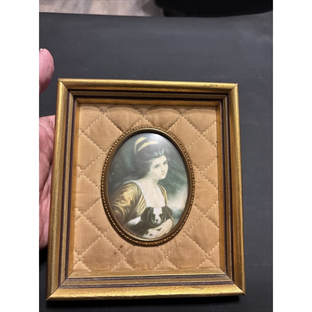 Vintage Cameo Creation Lady Hamilton Mini Portrait Frame Convex Glass 7.25" Art
